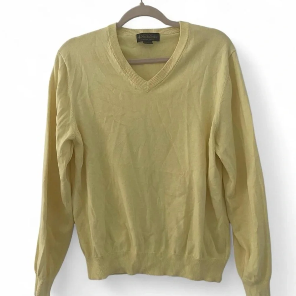 Brooks Brothers Men's V-Neck Sweater in Butter Yellow - Picture 2 of 4